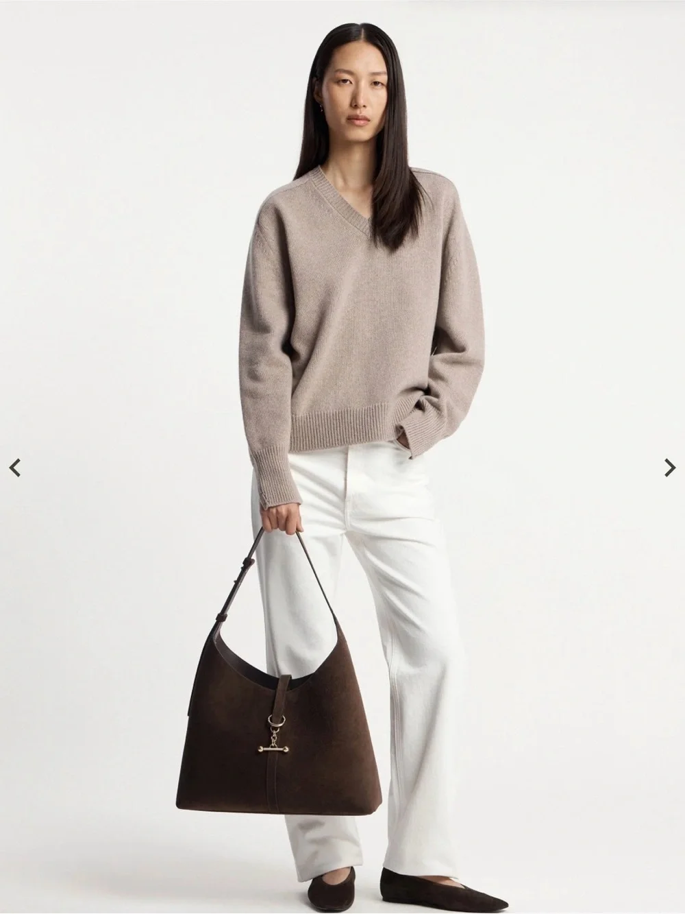 Strathberry Kite Maxi Suede Hobo Bag Chocolate Suede - Picture 4 of 5